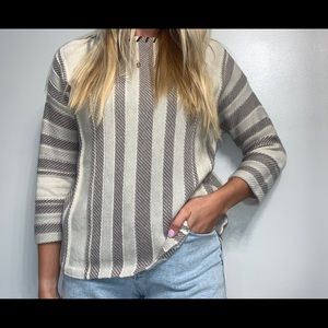 Grey and beige striped sweater - size M